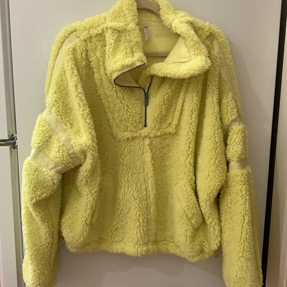 Free People Jackets & Blazers - Free People Movement Nantucket Yellow Fleece Half-Zip Oversized Pullover Jacket